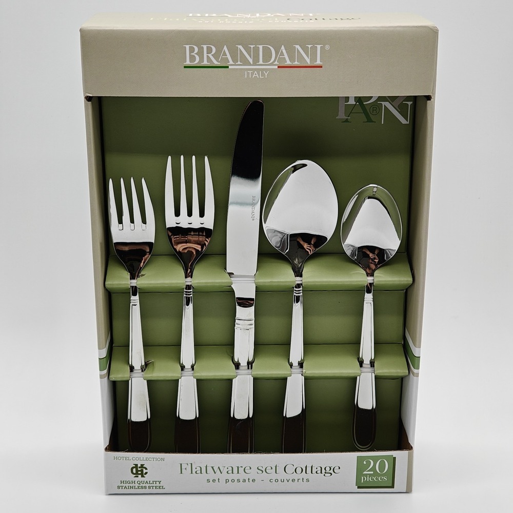 Brandani Italy 20 Piece COTTAGE Stainless Flatware Set Hotel Collection New